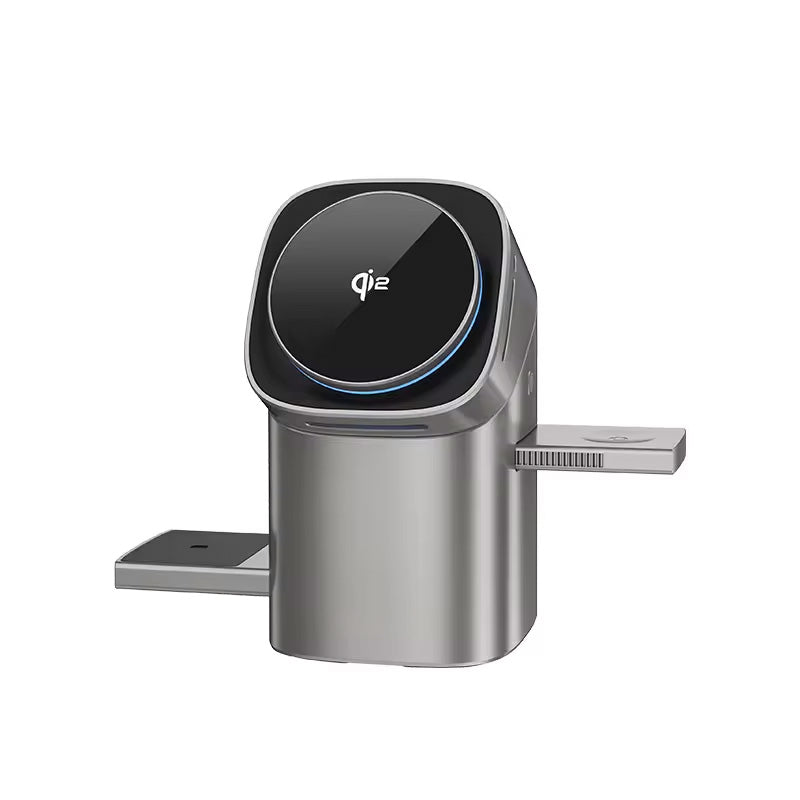 Karikues Wireless Magnetik 3-në-1 Qi2 – 15W Fast Charging për iPhone, Apple Watch dhe AirPods
