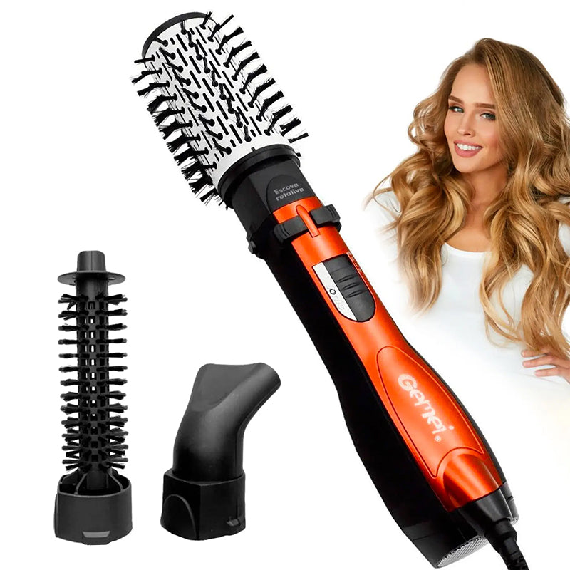 Gemei GM-4828 PRO – Tharëse & Furçë Stilimi 3-në-1 me Jonizim dhe Rrotullim Automatik