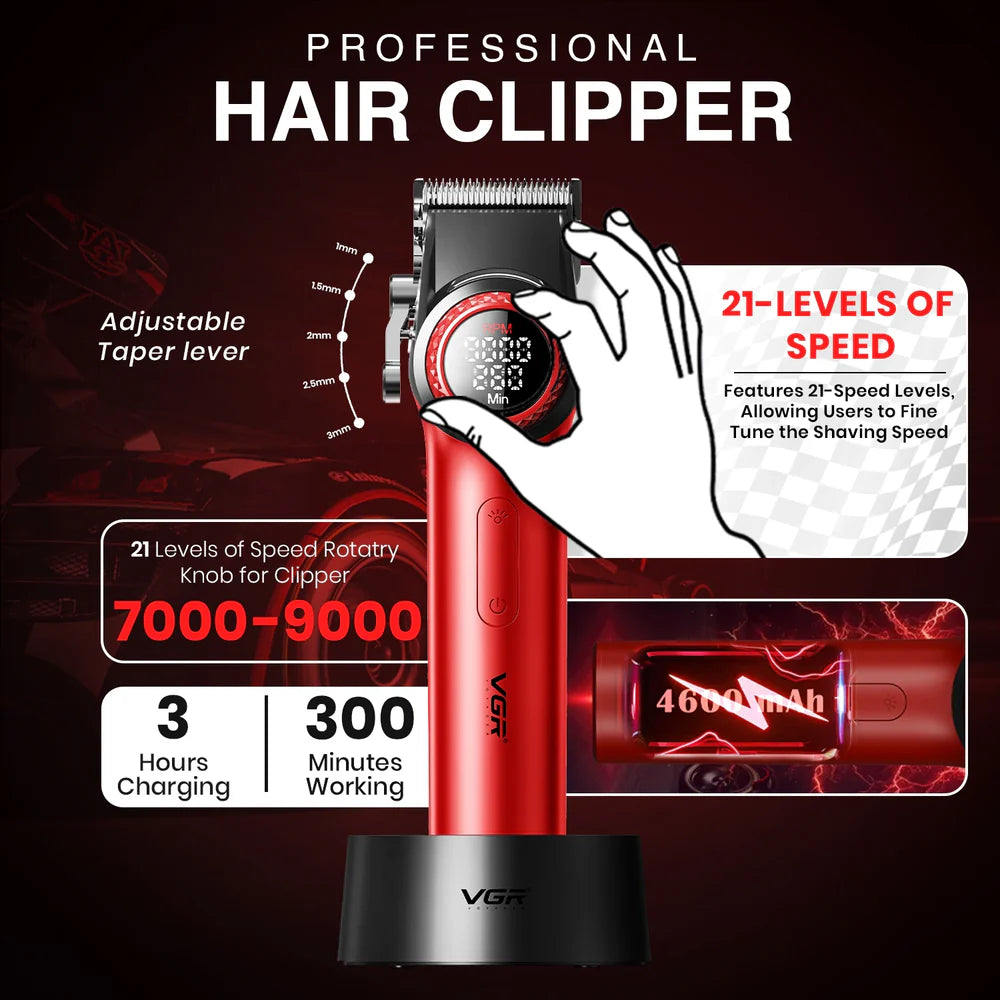 VGR V-001PRO & V-977 – Set Profesional, Motor BLDC deri në 9000 RPM, 21 Nivele Shpejtësie, Bateri 4600 mAh, në 3 Ngjyra