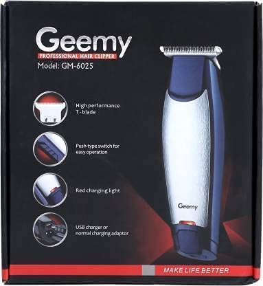 Geemy GM-6025 – Trimmer & Clipper Profesional, Wireless, 70 Min Përdorim, Teh Inoksi