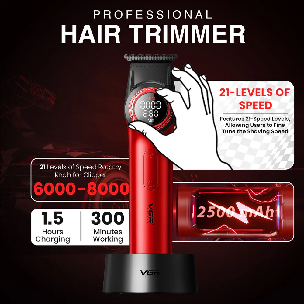 VGR V-001PRO & V-977 – Set Profesional, Motor BLDC deri në 9000 RPM, 21 Nivele Shpejtësie, Bateri 4600 mAh, në 3 Ngjyra