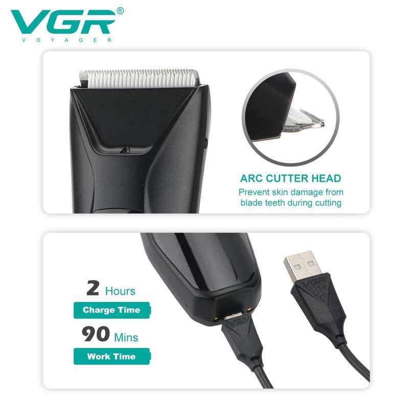 VGR V-938 – Trimmer për Trup & Zona Delikate për Meshkuj | Tehë Qeramike, LED, Karikim Wireless, 90 Min Bateri