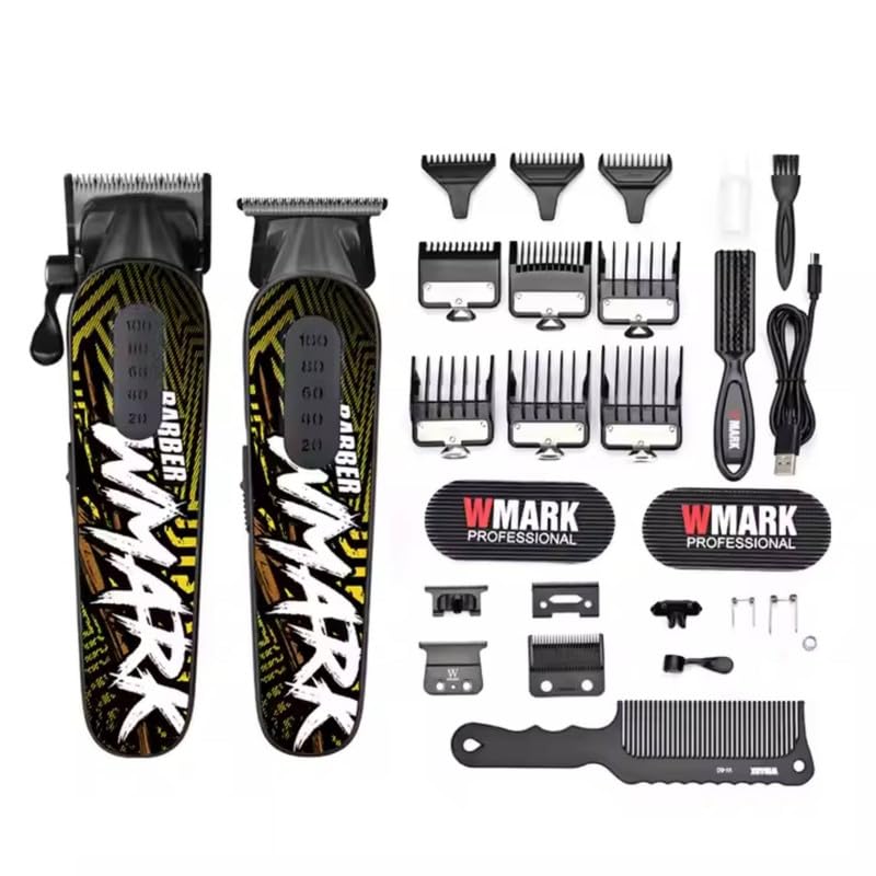WMARK NG-8631KIT Formula W1 – Set Profesional Clipper & Trimmer me Motor 9000RPM, 240 Min Runtime, 2 Shpejtësi, USB-C, Teh Qeramike + Inox DLC