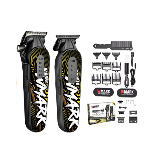 WMARK NG-8631KIT Formula W1 – Set Profesional Clipper & Trimmer me Motor 9000RPM, 240 Min Runtime, 2 Shpejtësi, USB-C, Teh Qeramike + Inox DLC