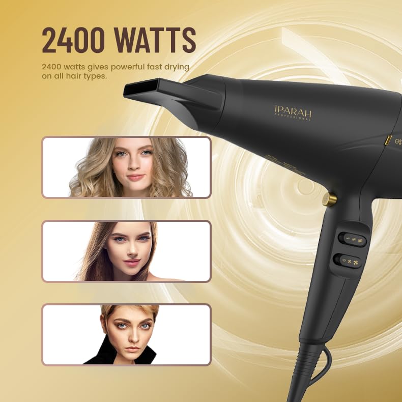 IPARAH P-340 – Tharëse Premium Flokësh me Jonizim, 2400W, për Sallon & Përdorim Personal, me 3 Nivele Temperature dhe Mbrojtje nga Mbinxehja