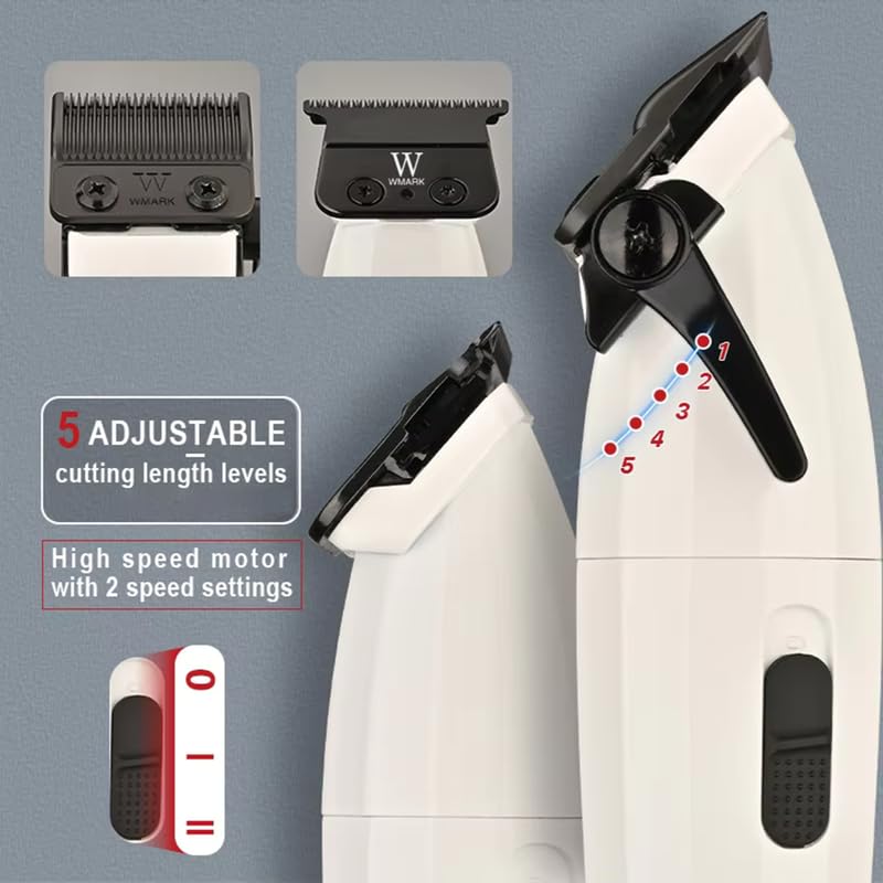 WMARK NG-8632 Professional Hair Clipper & Trimmer Kit – Metal Body, Magnetic Motor, 2 Speed, 180 & 240 Min Runtime