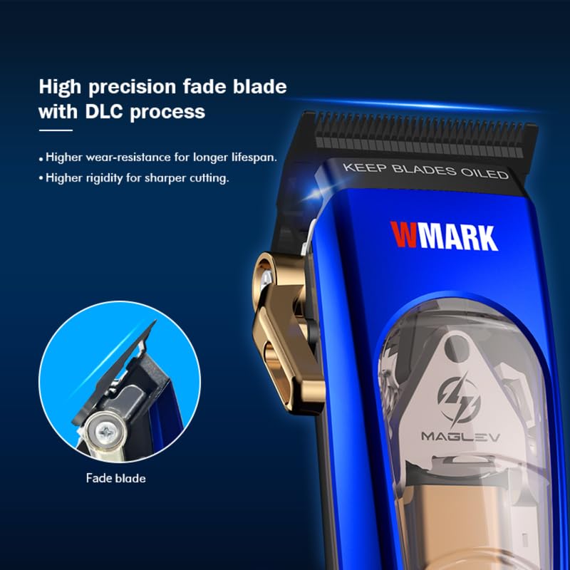 WMARK NG-9004 – Makinë Rroje Profesionale, 10000 RPM Maglev Motor, Zero-Gapped DLC Blade, Bateri 2500mAh, Dock Ngarkimi & 6 Krehëza