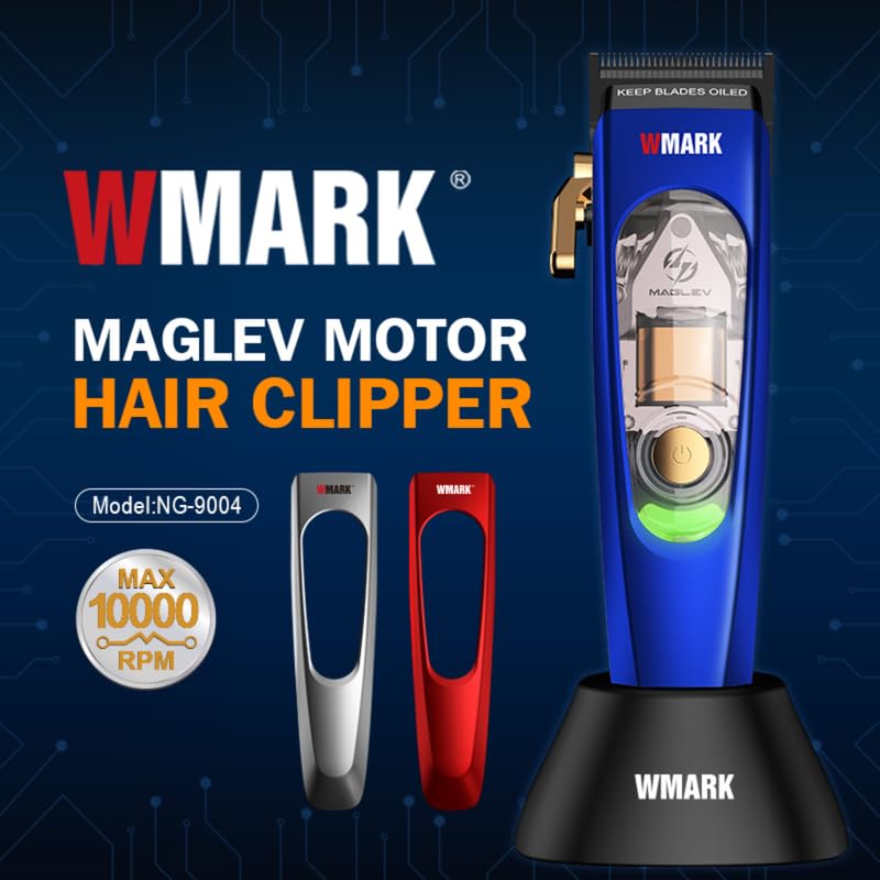 WMARK NG-9004 – Makinë Rroje Profesionale, 10000 RPM Maglev Motor, Zero-Gapped DLC Blade, Bateri 2500mAh, Dock Ngarkimi & 6 Krehëza