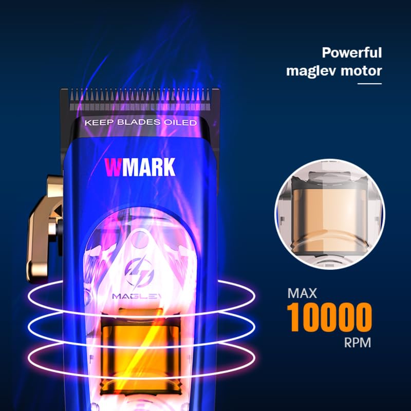 WMARK NG-9004 – Makinë Rroje Profesionale, 10000 RPM Maglev Motor, Zero-Gapped DLC Blade, Bateri 2500mAh, Dock Ngarkimi & 6 Krehëza
