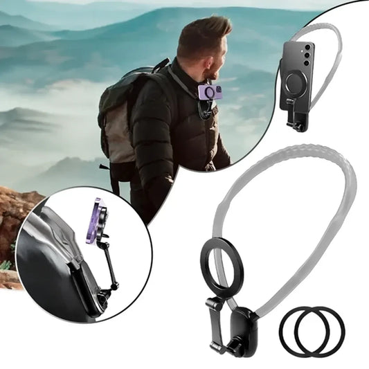 Mbajtës Telefoni Magnetik për Qafë – i Rregullueshëm, i Sigurt dhe Ideal për Vlog & Video