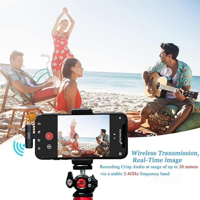Set me 2 Mikrofona Wireless K11 Lavalier për iPhone – Reduktim Zhurme, Regjistrim i Pastër deri në 20m, Ideal për Video, Vlog, Intervista & Live