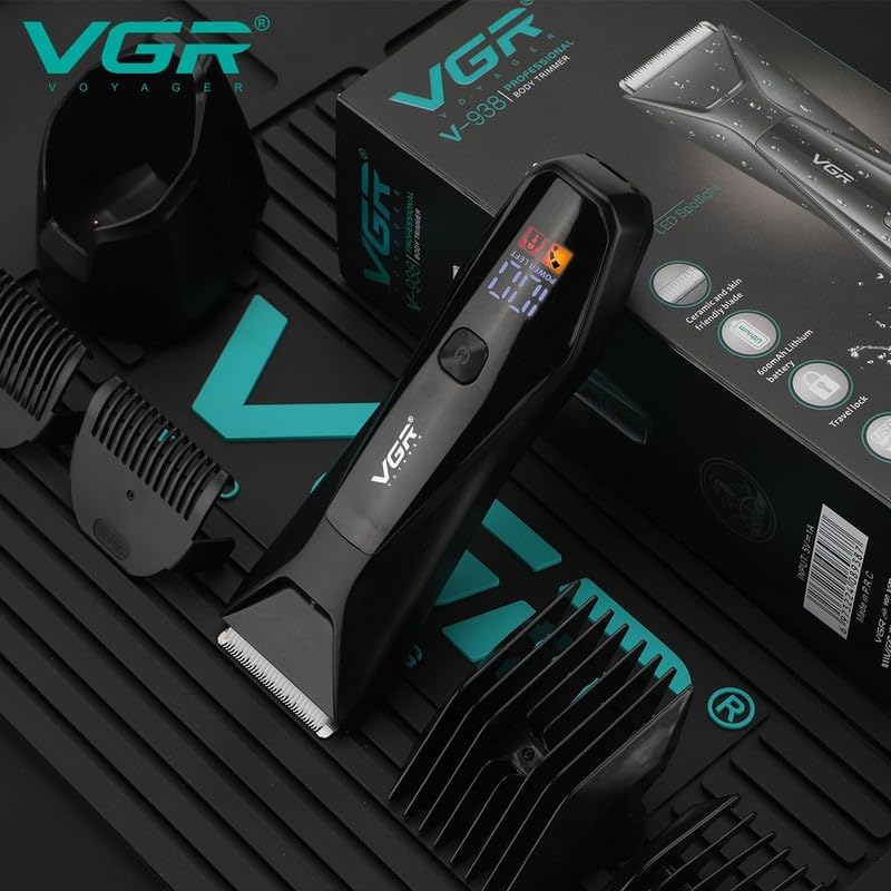 VGR V-938 – Trimmer për Trup & Zona Delikate për Meshkuj | Tehë Qeramike, LED, Karikim Wireless, 90 Min Bateri