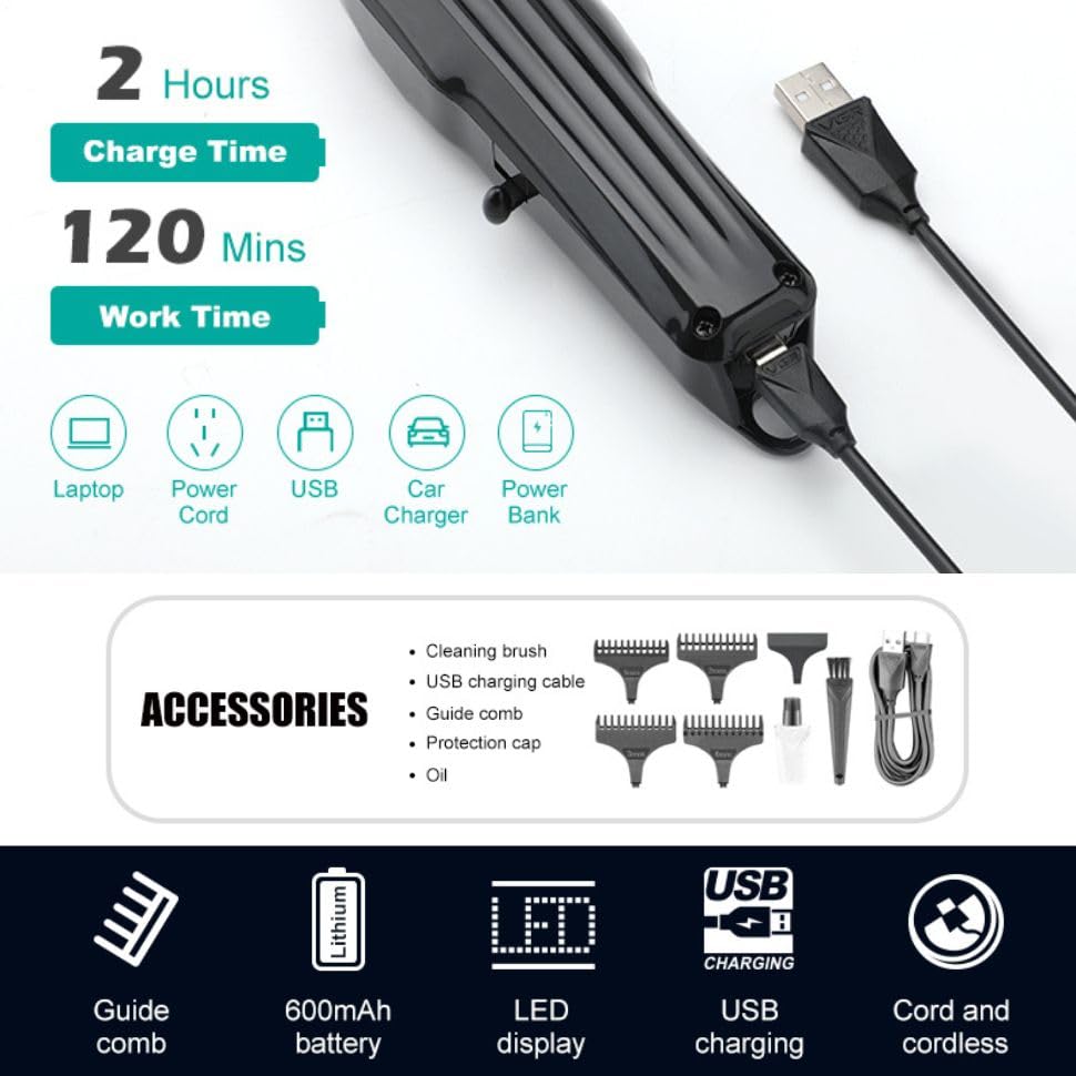 VGR V-982 – Makineri Profesionale për Qethje me Ekran Digjital, Bateri 600mAh