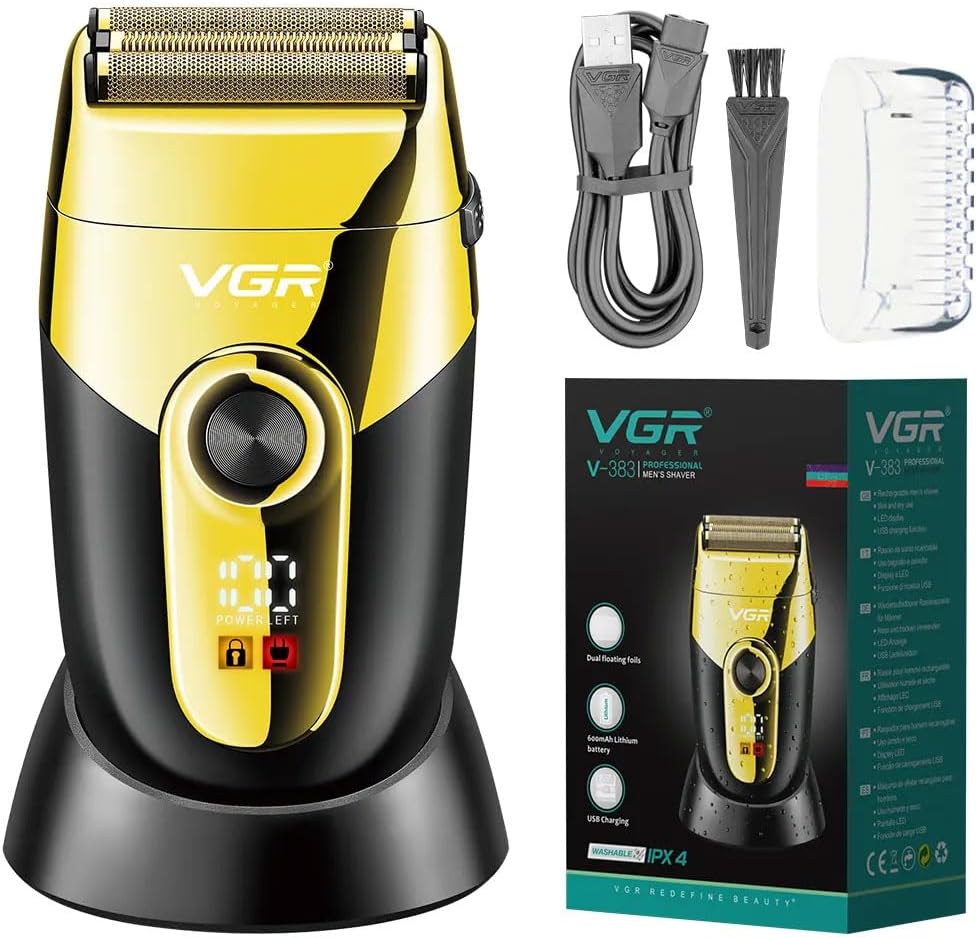 VGR V-383 – Rrojë Profesionale e Rikarikueshme për Flokë dhe Mjekër me Teh Inoksi dhe Karikim të Shpejtë