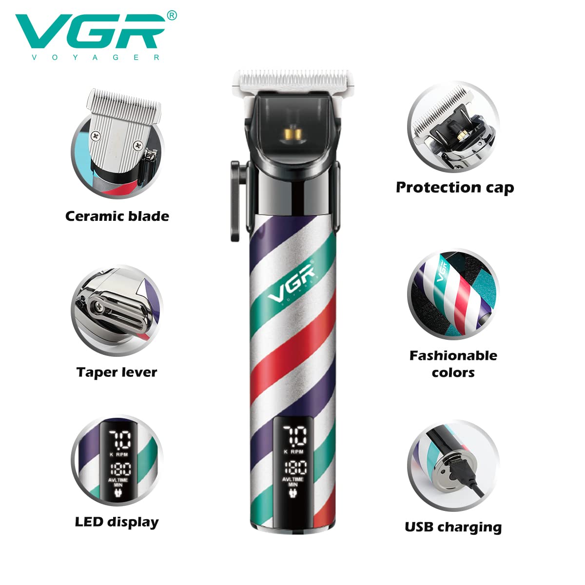 VGR V-692 – Trimmer Profesional për Flokë & Mjekër me Bateri 2000mAh
