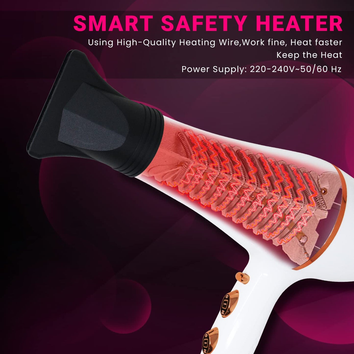 VGR V-414 – Tharëse Profesionale Flokësh 2200W me 3 Nivele Temperature, Ajër të Ftohtë dhe Motor AC