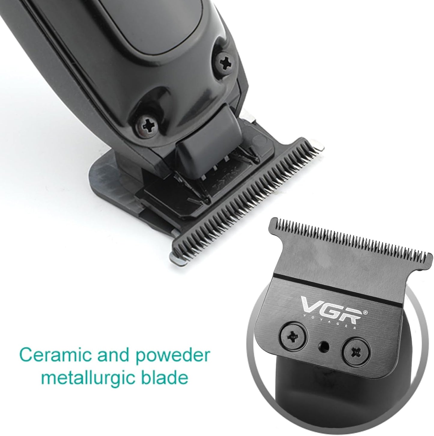 VGR V-972 – Trimmer Profesional për Mjekër & Flokë, Teh Qeramike, LED Display, Bateri 1400mAh, 180 Min Përdorim, Pa Kabllo & Me Kabllo, Karikim USB