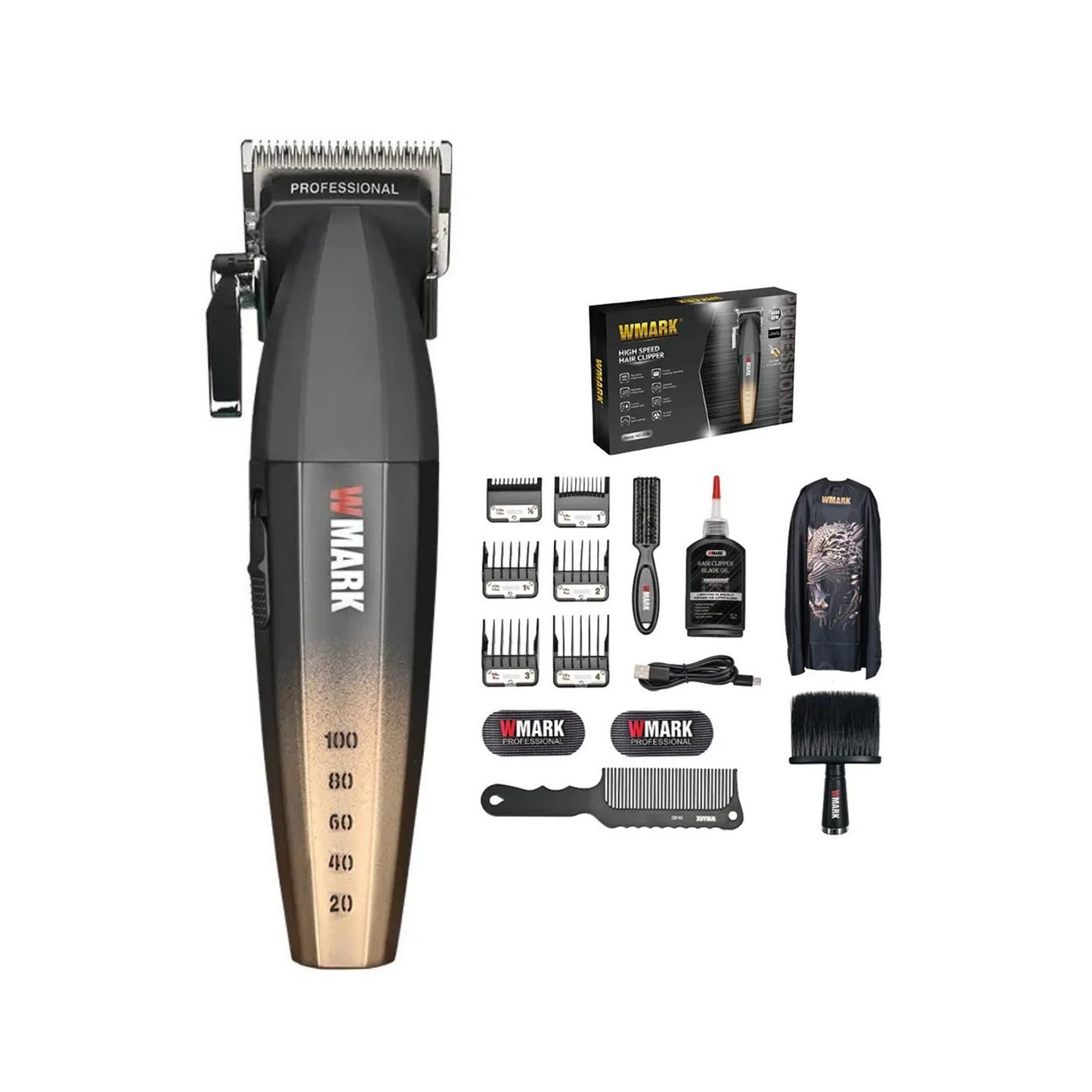WMARK NG-2038 - Makina Profesionale për Qethje me Motor 9000 RPM, Ekran Dixhital dhe Trup Aliazh Zinku, 180 Min Përdorim