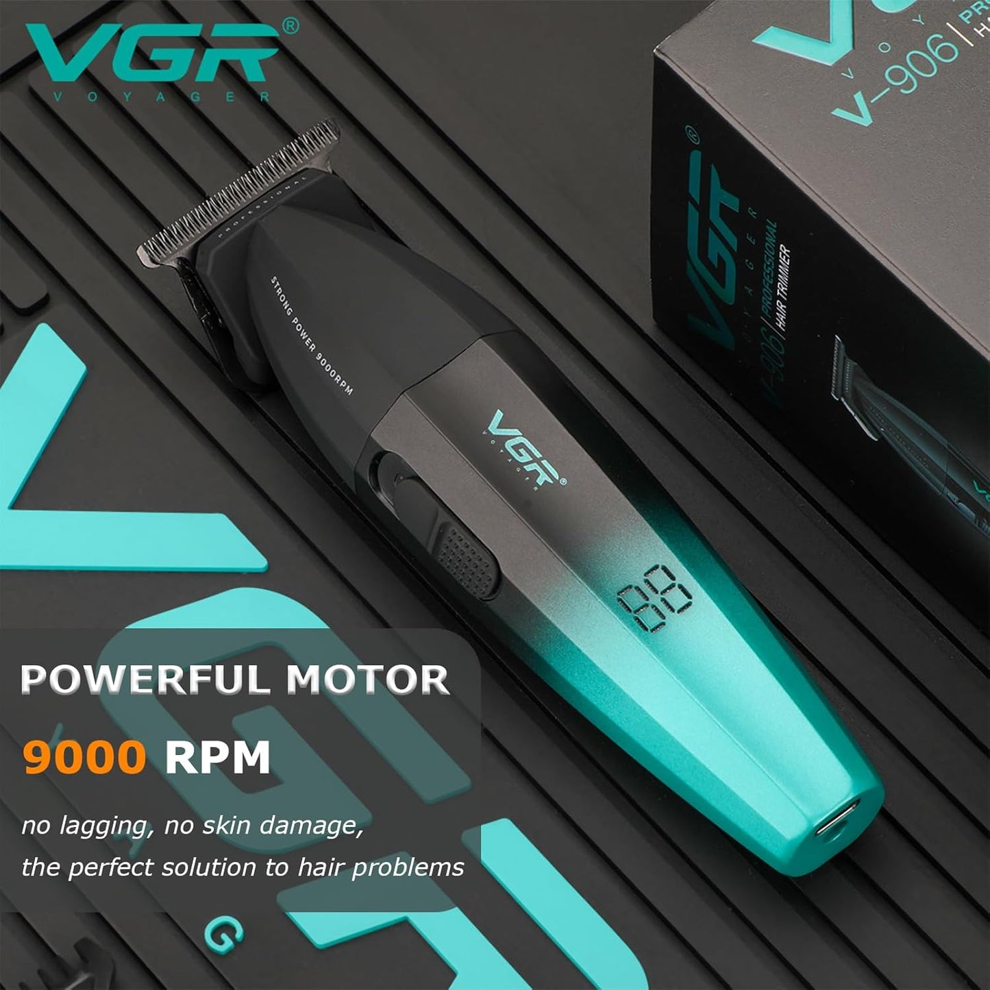 VGR 906 – Trimmer Zero Gap me 9000RPM, Teh DLC carbon steel T-Blade