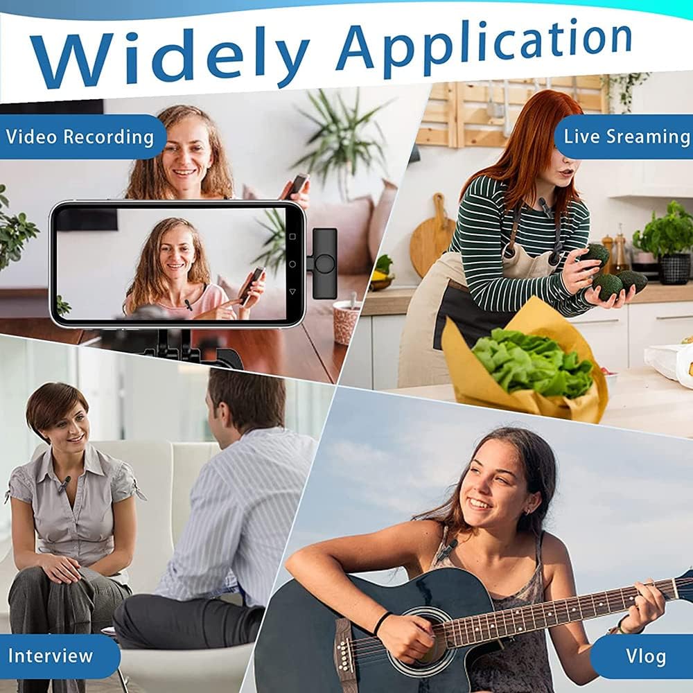 Set me 2 Mikrofona Wireless K11 Lavalier për iPhone – Reduktim Zhurme, Regjistrim i Pastër deri në 20m, Ideal për Video, Vlog, Intervista & Live