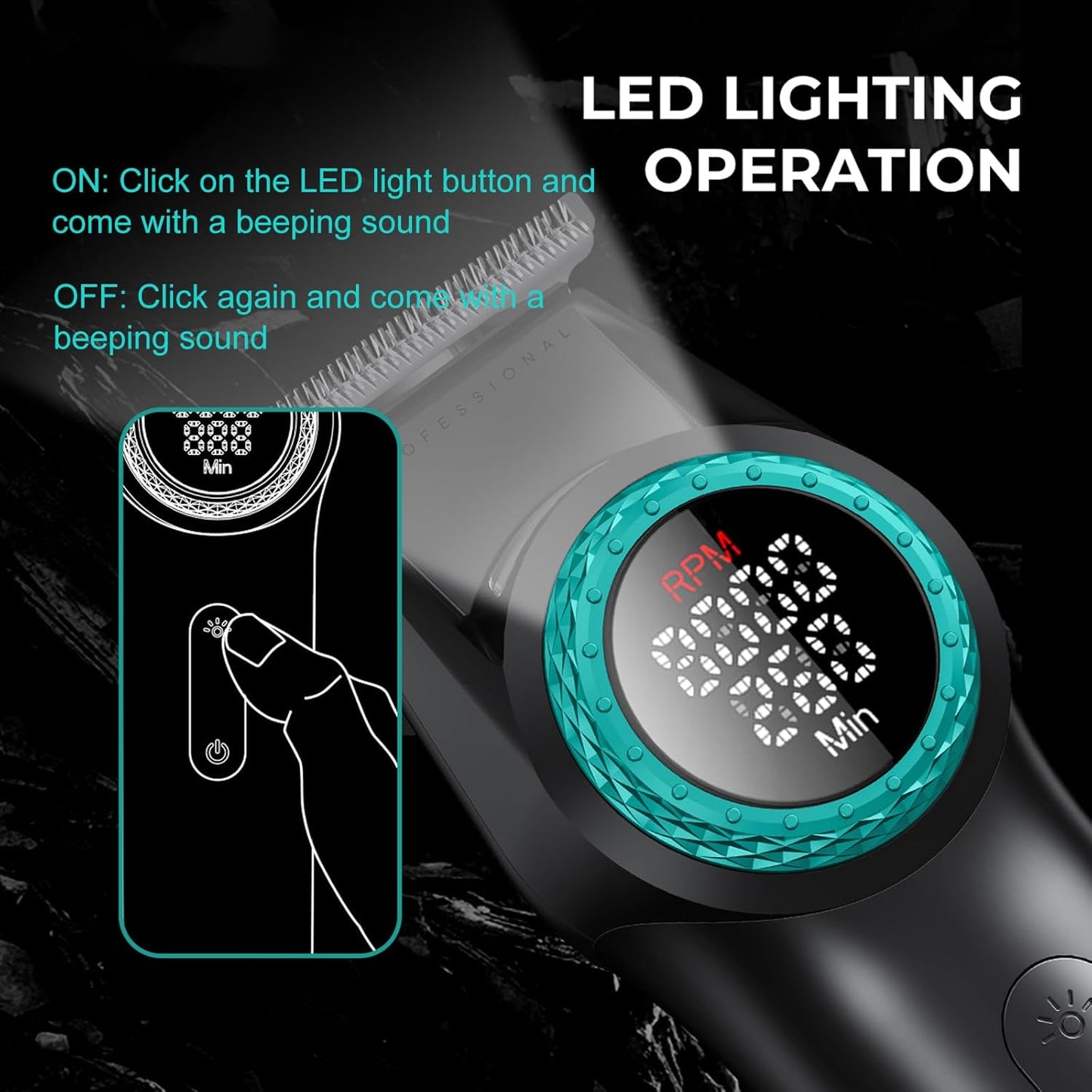 VGR V-977 – Makinë Profesionale për Qethje me Teh T-Formë, Motor 8000 RPM, 21 Shpejtësi, Ekran LED dhe Bateri 2500mAh