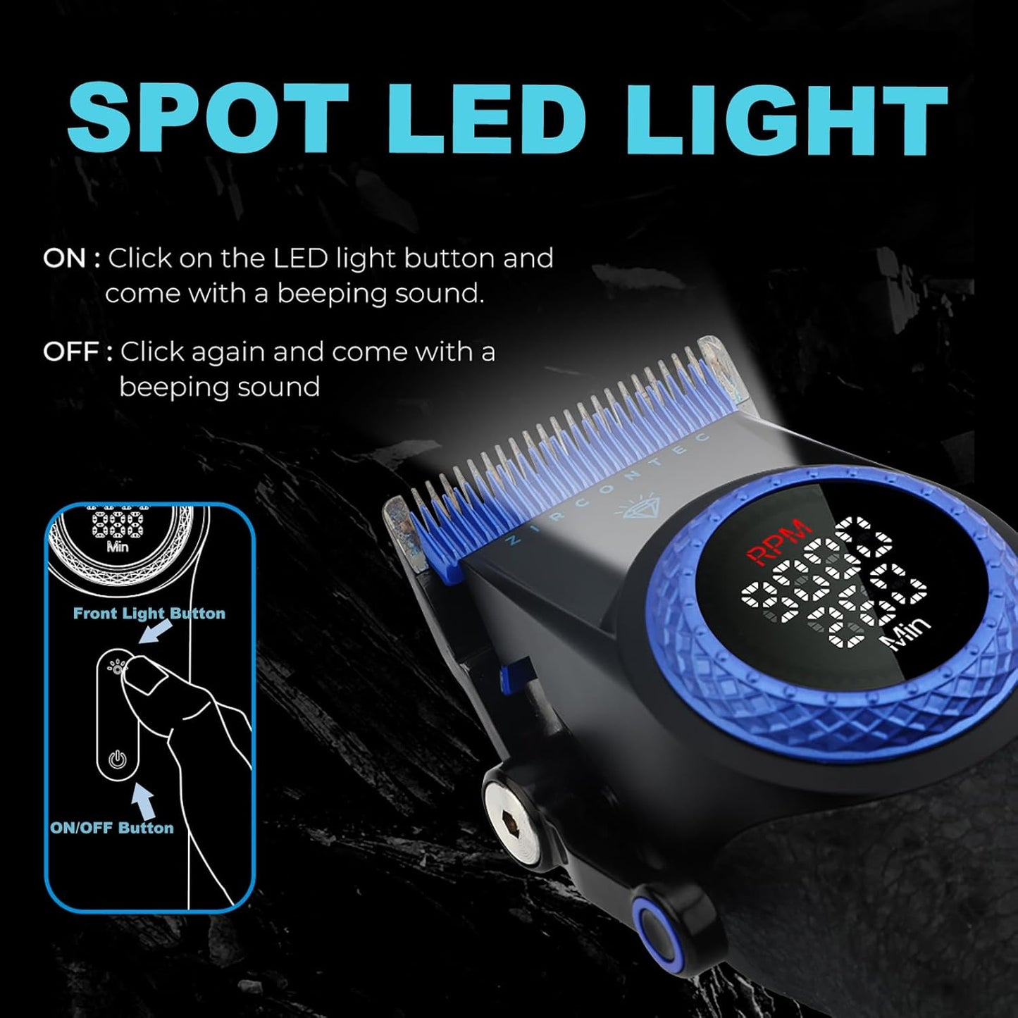 VGR V-001 Blue Premium - Makinë Profesionale për Prerje Flokësh | Teh Çeliku, 9000RPM, 21 Shpejtësi, LED & Bateri 4600mAh