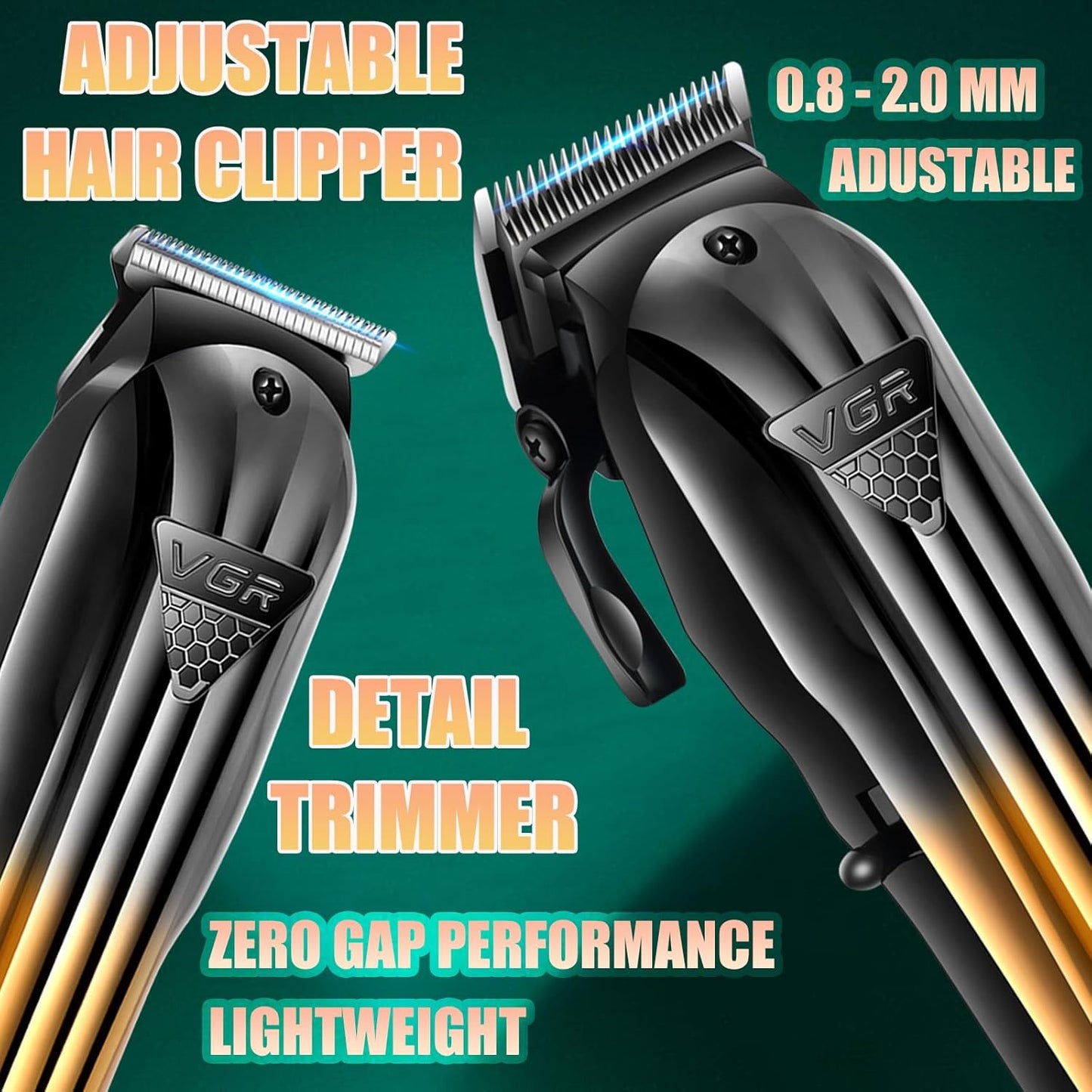 VGR V-644 – Clipper, Trimmer, Shaver, Set Profesional 3 në 1 për Meshkuj, Pa Kabllo, Ekran LED, Bateri Rikarikueshme
