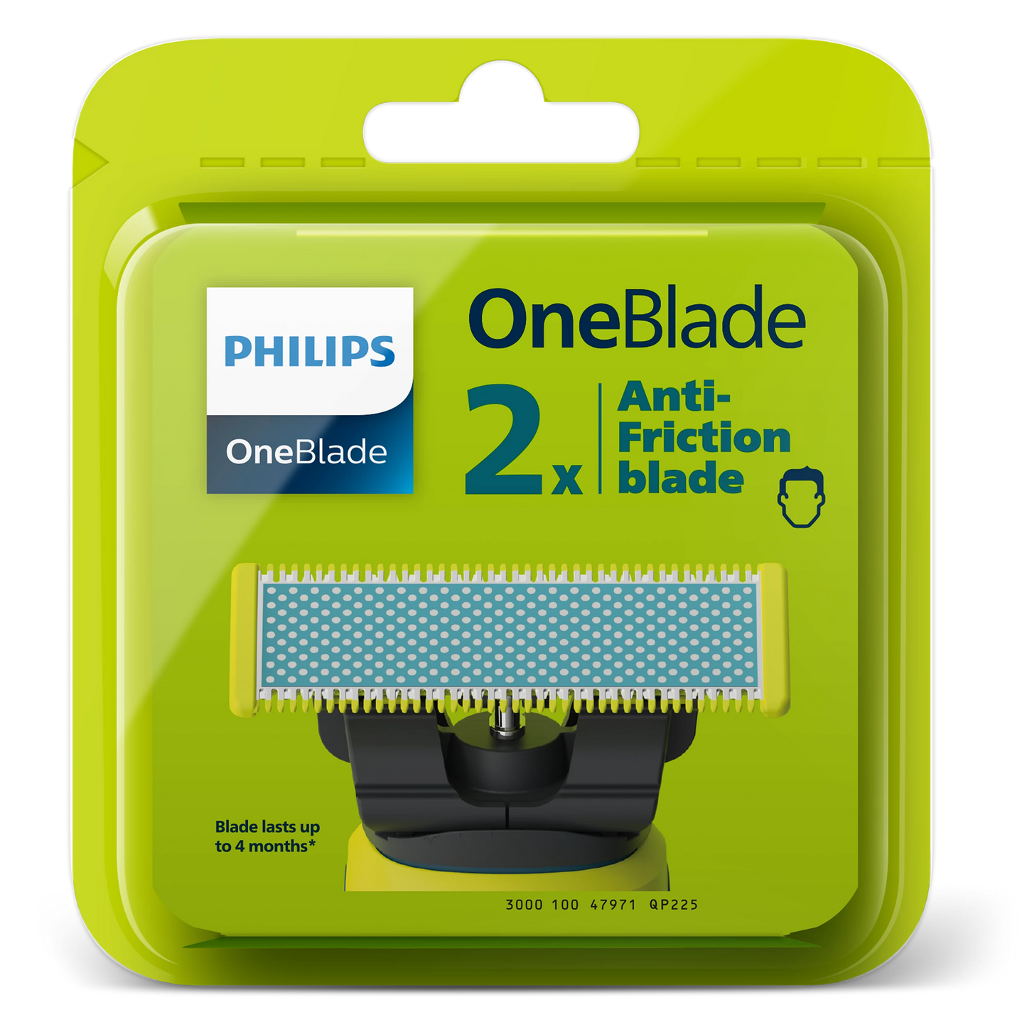 Philips OneBlade QP225/50 Replacement Blades (2 Pack) – Anti-Friction Blades për Rruajtje të Butë, të Shpejtë dhe pa Irritim (Kompatibile me të gjitha OneBlade)