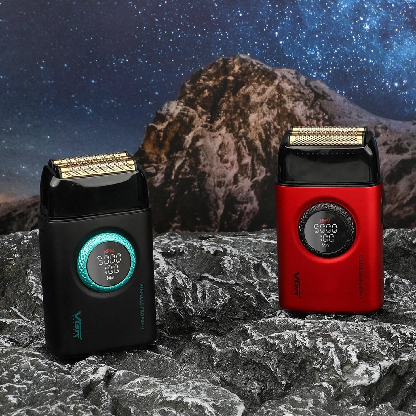 VGR V-377 Rrojëse Elektrike Profesionale për Meshkuj me 3 Thika Titaniumi, Motor 9000 RPM dhe Ekran LED