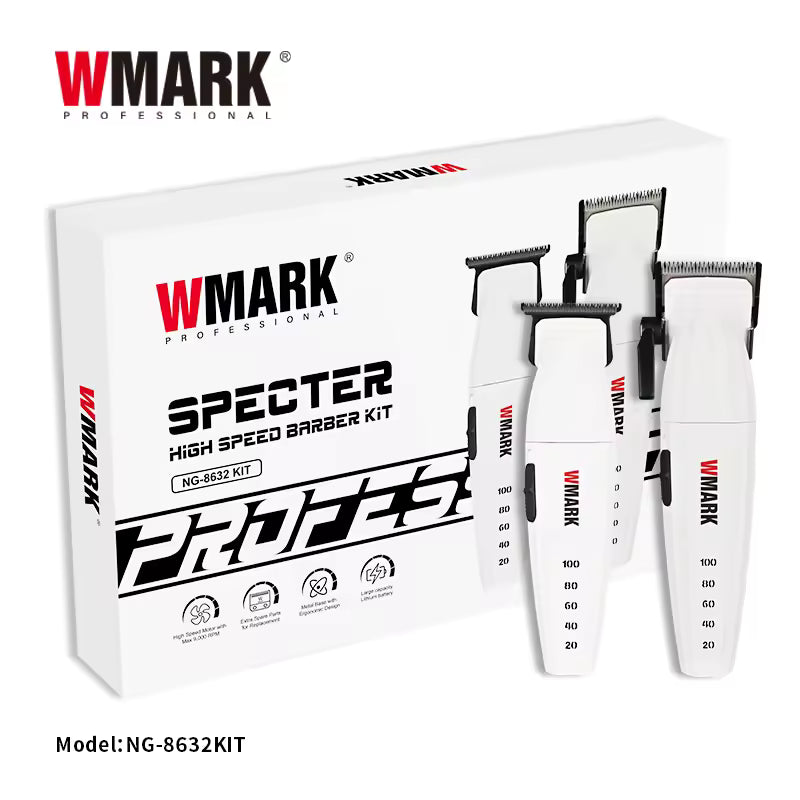 WMARK NG-8632 Professional Hair Clipper & Trimmer Kit – Metal Body, Magnetic Motor, 2 Speed, 180 & 240 Min Runtime