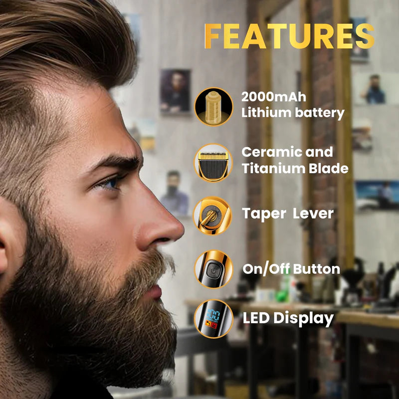 VGR V-663 – Makineri profesionale për flokë me tehë qeramike & titani, 5 nivele prerjeje + 6 krehera