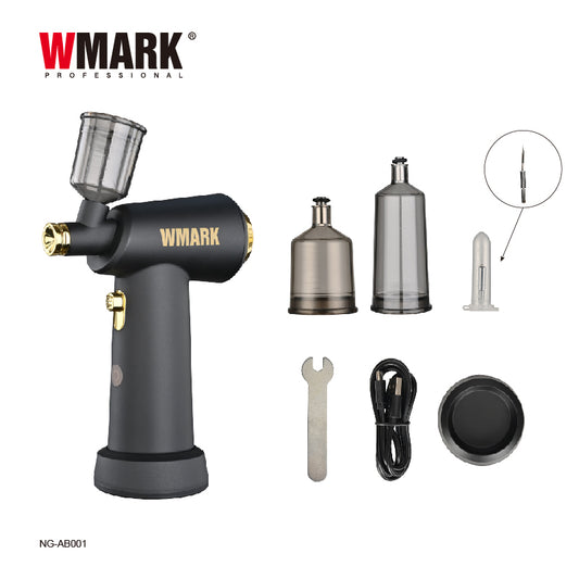 WMARK NG-AB001 Air Brush Profesional Wireless – Pajisje Multifunksionale për Barber & Salon me 3 Nivele Presioni dhe LED Display