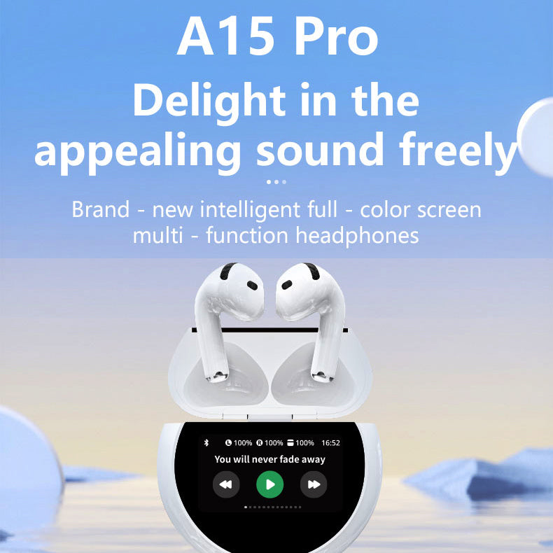 A15 Pro TWS Earphones – Full Touch Screen, ENC Noise Cancelling, Bluetooth 5.4, LED Digital Display & Pure Bass