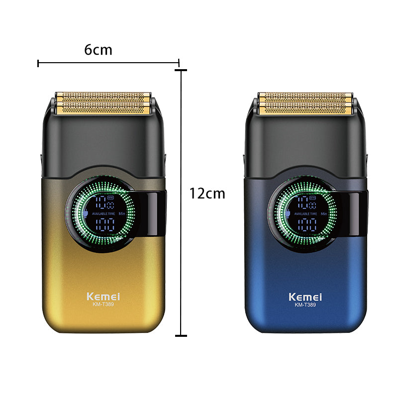 KEMEI KM-T389 Shaver Profesional për Meshkuj – IPX5 Waterproof, Motor 7500RPM, Dual Rotary Blades