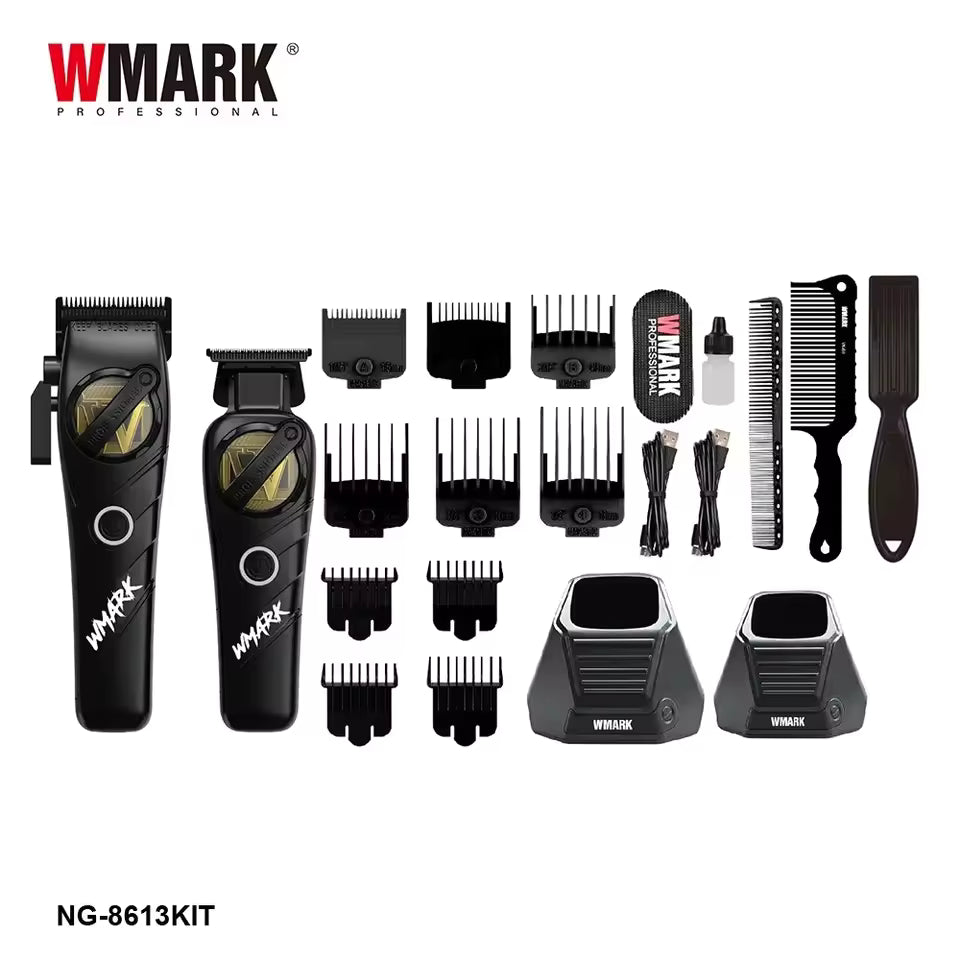 WMARK NG-8613KIT Professional Hair Clipper & Detail Trimmer – Rotary Motor, Fast Charging, Multi-Function Barber Kit for Salon & Home