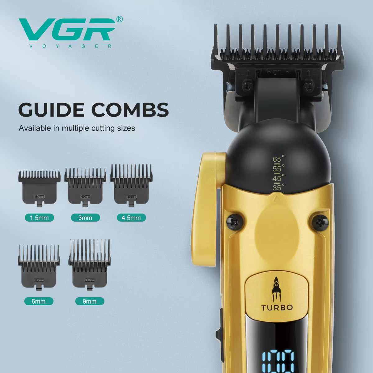 VGR V-274 Professional Hair Trimmer – Makinë Profesionale për Prerje Flokësh dhe Mjekre me LED Display & USB Rechargeable