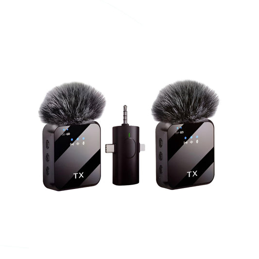 Mikrofon Wireless BKN F11-2 3-në-1 me Reduktim Zhurme, për YouTube, TikTok, Video & Livestream (2 Transmetues)