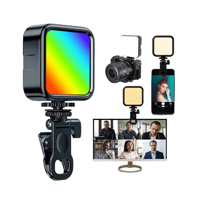 Dritë Profesionale RGB LED me Klips, E Rikarikueshme, me Rrotullim 360° dhe Ekran LCD