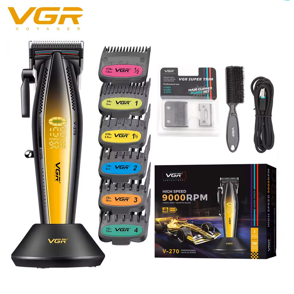 VGR V-270 – Makine Rroje Profesionale me Tehë Qeramike, Motor 9000 RPM, Bateri 2500mAh deri në 250 min, Ekran LED