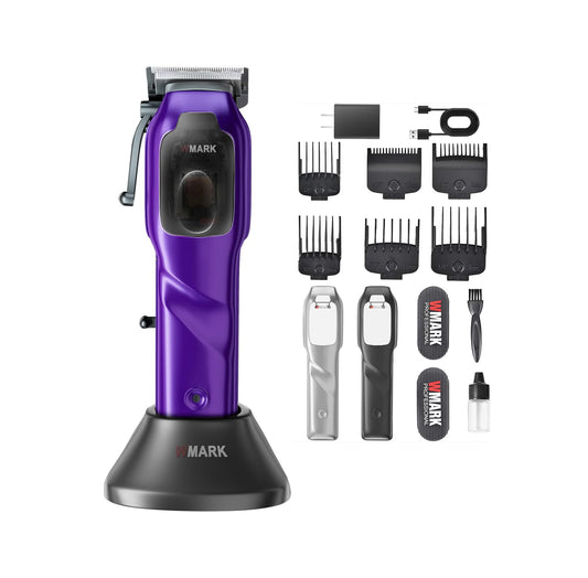 WMARK NG-9003 – Makinë Profesionale Rroje Flokësh me Motor Magnetik me Mikroçip 10000 RPM, Teh 440C Stainless Steel, 9V, 5 Nivela Rregullimi, Wireless me Bazë Karikimi dhe Aksesorë