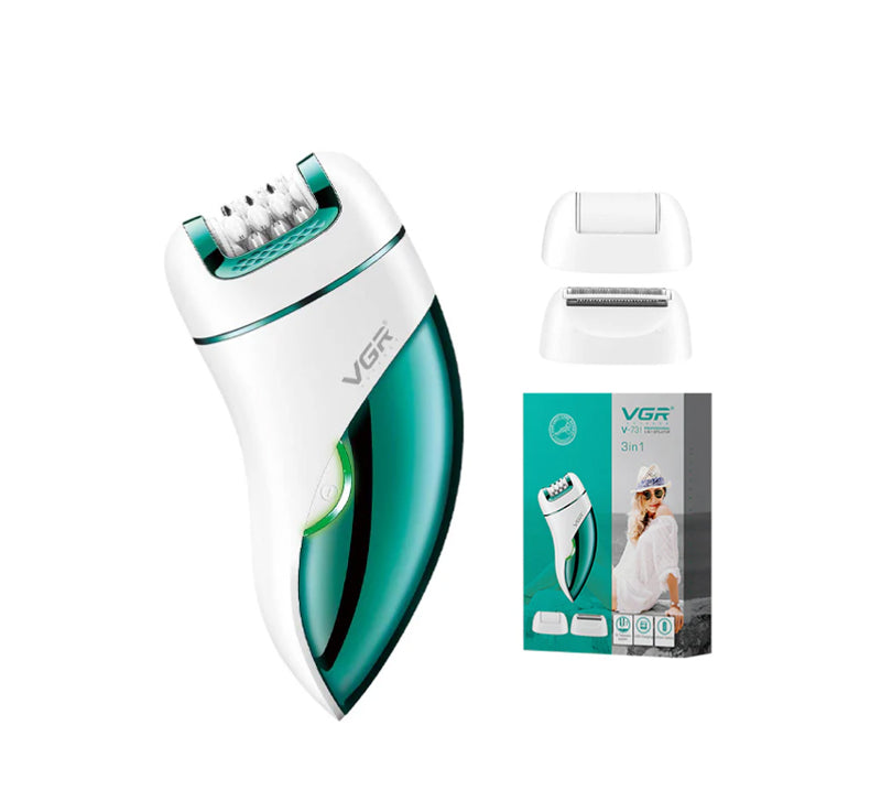 VGR V-731 3 në 1 Epilator Profesional për Femra | Trimmer, Rroje & Pastrim Fytyre – Pa Kabllo