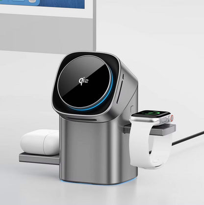 Karikues Wireless Magnetik 3-në-1 Qi2 – 15W Fast Charging për iPhone, Apple Watch dhe AirPods