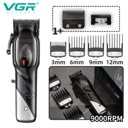 VGR V-002 Trimmer Profesional – 9000 RPM, Motor Magnetik, Pa Kabëll & i Rikarikueshëm