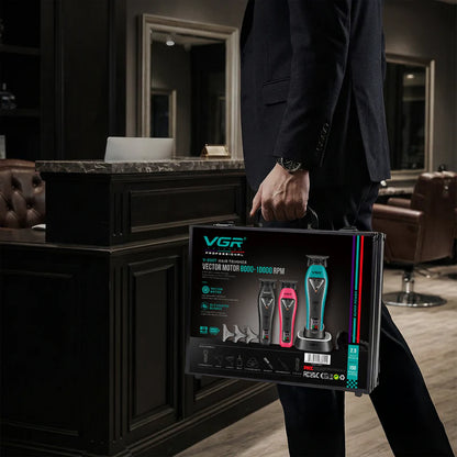 VGR V-035T Professional Hair Trimmer – 9000 RPM Vector Motor, DLC Blades, LED Display & USB-C Charging