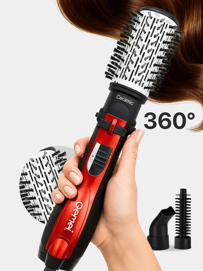 Gemei GM-4828 PRO – Tharëse & Furçë Stilimi 3-në-1 me Jonizim dhe Rrotullim Automatik