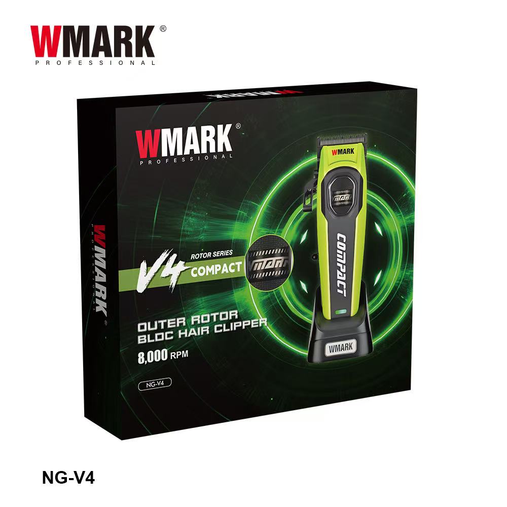 WMARK NG-V4 Professional BLDC Hair Clipper – 8000 RPM Cordless Hair Clipper with DLC Fade Blade, 3000mAh Battery & LED Light