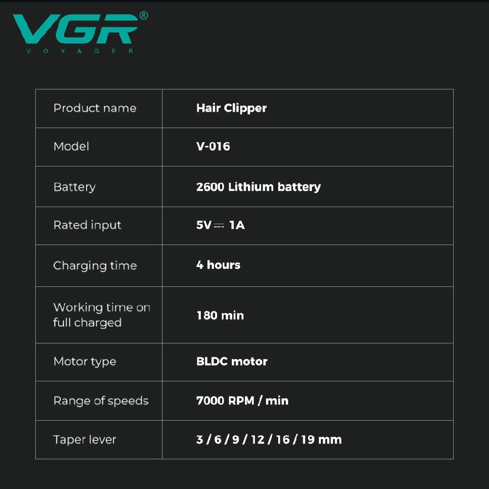 VGR V-016 – Makine Profesionale me Motor BLDC 7000 RPM, Bateri të Rikarikueshme dhe Tehë Precize për Prerje të Saktë