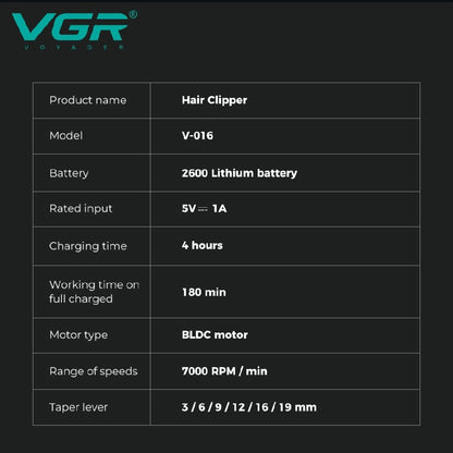 VGR V-016 – Makine Profesionale me Motor BLDC 7000 RPM, Bateri të Rikarikueshme dhe Tehë Precize për Prerje të Saktë