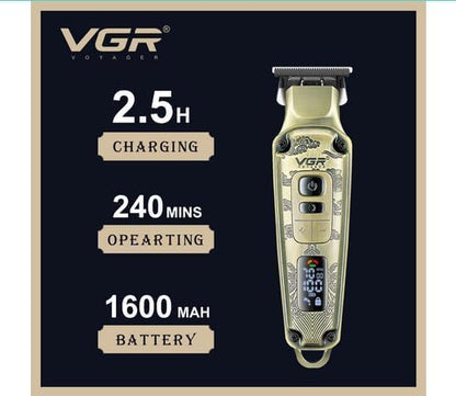 VGR V-901 Makinë Profesionale për Prerje Flokësh pa Kabllo – 240 Min Bateri, USB, Teh Inox