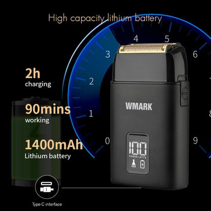 WMARK NG-983 Makinë Profesionale për Rruajtje – 8100RPM, Trimer për Mjekër, Me Dy Fleta Folie, E Rikarikueshme, E Përshtatshme për Berberë dhe Përdorim Personal